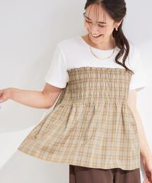SHOO・LA・RUE | 【S-LL/洗濯機可】着るだけサマ見え 柄アソートビスチェ風ドッキングTシャツ(Tシャツ/カットソー)