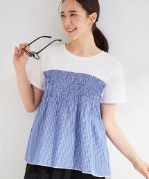 SHOO・LA・RUE | 【S-LL/洗濯機可】着るだけサマ見え 柄アソートビスチェ風ドッキングTシャツ(Tシャツ/カットソー)