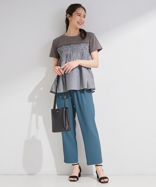 SHOO・LA・RUE(シューラルー)の「【S-LL/洗濯機可】着るだけサマ見え 柄アソートビスチェ風ドッキングTシャツ(Tシャツ/カットソー・レディース・ブルー系2/ブラック/ブラック系2/ブラック系1/ベージュ系1・01/04/03/02)」の22枚目の写真
