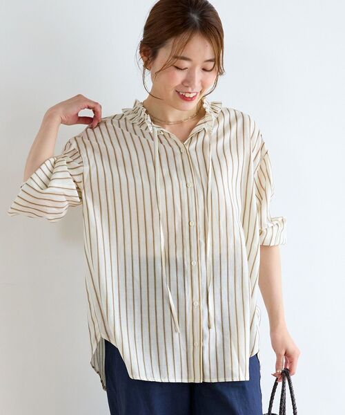 le.coeur blanc(ルクールブラン)の「フリルカラーストライプブラウス(シャツ/ブラウス・レディース・ホワイト系その他2/ベージュ系その他2・38)」の16枚目の写真