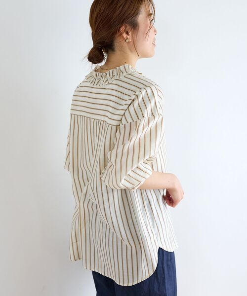 le.coeur blanc(ルクールブラン)の「フリルカラーストライプブラウス(シャツ/ブラウス・レディース・ホワイト系その他2/ベージュ系その他2・38)」の15枚目の写真