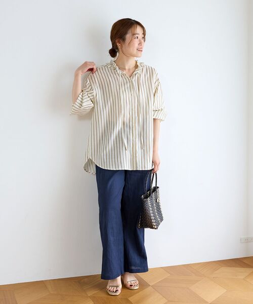 le.coeur blanc(ルクールブラン)の「フリルカラーストライプブラウス(シャツ/ブラウス・レディース・ホワイト系その他2/ベージュ系その他2・38)」の10枚目の写真