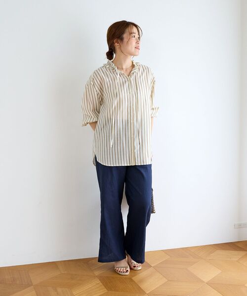 le.coeur blanc(ルクールブラン)の「フリルカラーストライプブラウス(シャツ/ブラウス・レディース・ホワイト系その他2/ベージュ系その他2・38)」の8枚目の写真