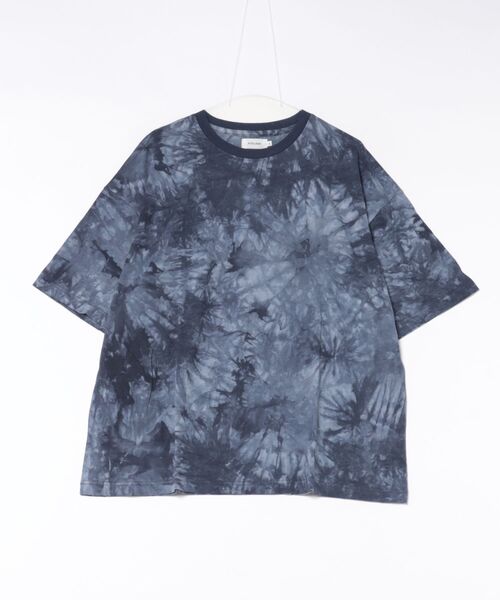 ATELANE(アテレーン)の「/ATELANE/タイダイ染めルーズシルエット半袖T(Tシャツ/カットソー・メンズ・ホワイト/ネイビー系・MEDIUM/LARGE)」の2枚目の写真