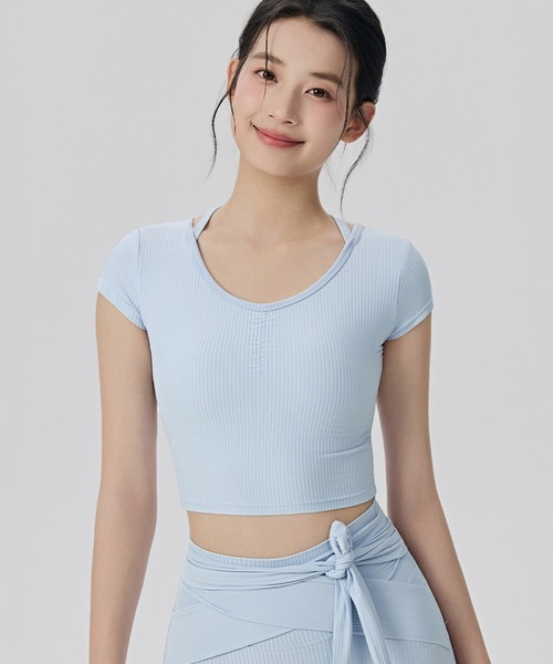 OSYAREVO(オシャレボ)の「ヨガウェア トップス カップ付き リブ バックシャン 半袖(その他トップス・レディース・ライトブルー/ライトピンク/オフホワイト/ライトカーキ/ブラック・X-LARGE/SMALL/MEDIUM/LARGE)」の21枚目の写真