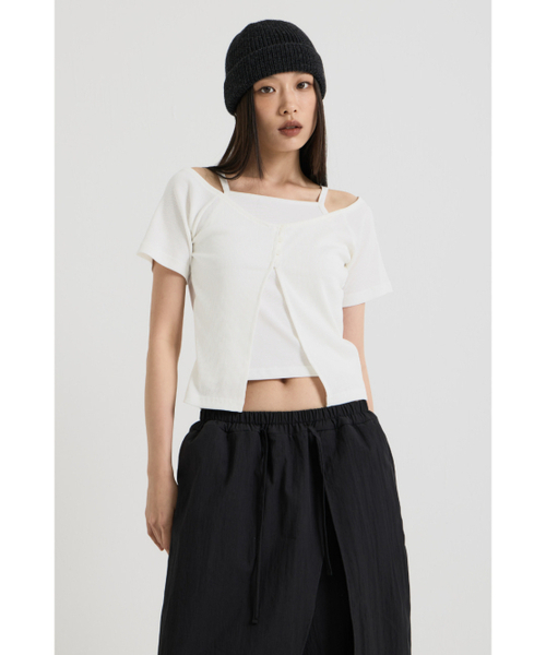 VADEFY(ヴァデファイ)の「スリーブレスレイヤートップ, ホワイト(Tシャツ/カットソー・レディース・その他・ONE SIZE)」の2枚目の写真