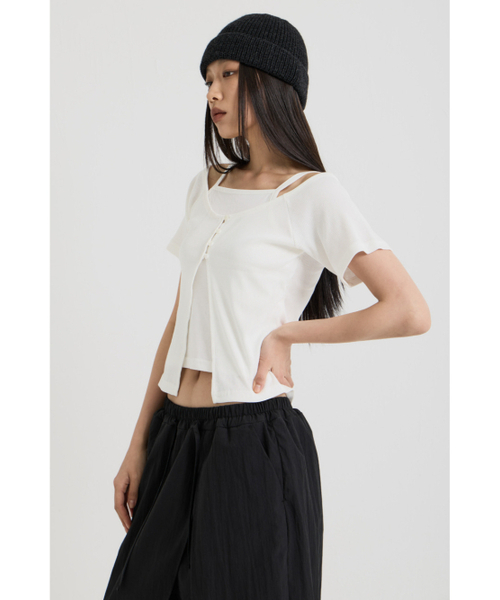 VADEFY(ヴァデファイ)の「スリーブレスレイヤートップ, ホワイト(Tシャツ/カットソー・レディース・その他・ONE SIZE)」の3枚目の写真