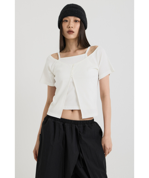 VADEFY(ヴァデファイ)の「スリーブレスレイヤートップ, ホワイト(Tシャツ/カットソー・レディース・その他・ONE SIZE)」の4枚目の写真