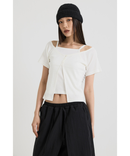 VADEFY(ヴァデファイ)の「スリーブレスレイヤートップ, ホワイト(Tシャツ/カットソー・レディース・その他・ONE SIZE)」の5枚目の写真