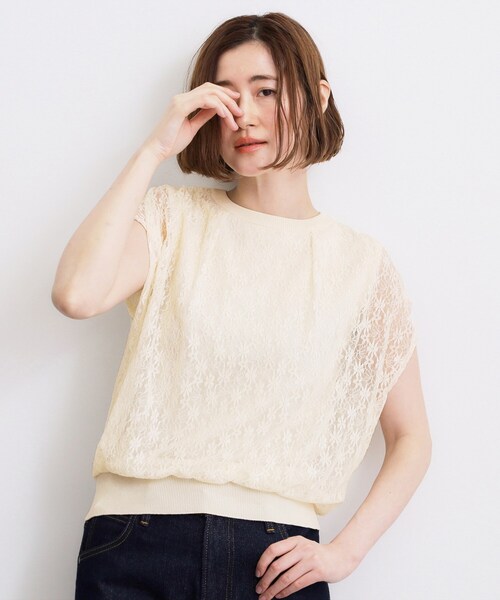 grove(グローブ)の「【肩回りカバー】一枚で叶う、レイヤードニット(ニット/セーター・レディース・ブラック/アイボリー/ブルー・02/04/03/05)」の2枚目の写真