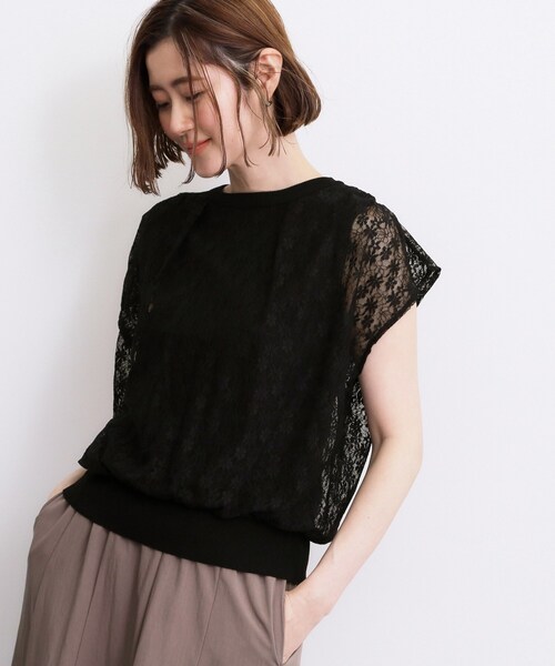 grove(グローブ)の「【肩回りカバー】一枚で叶う、レイヤードニット(ニット/セーター・レディース・ブラック/アイボリー/ブルー・02/04/03/05)」の8枚目の写真