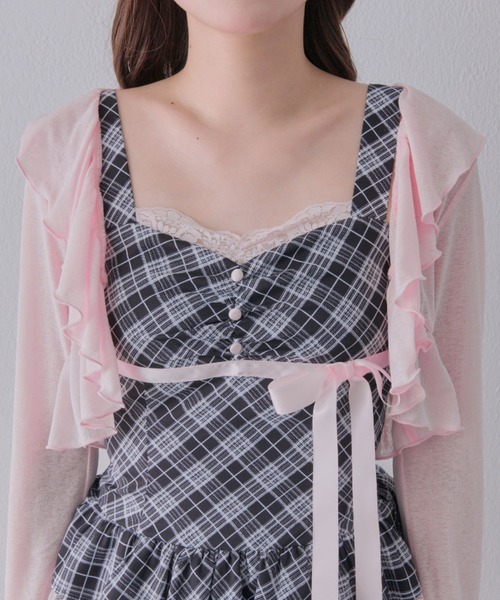 OLIVE des OLIVE(オリーブデオリーブ)の「【インフルエンサー企画】miko many frill bolero(カーディガン/ボレロ・レディース・ピンク/ブラック・FREE)」の4枚目の写真
