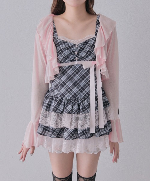 OLIVE des OLIVE(オリーブデオリーブ)の「【インフルエンサー企画】miko many frill bolero(カーディガン/ボレロ・レディース・ピンク/ブラック・FREE)」の8枚目の写真