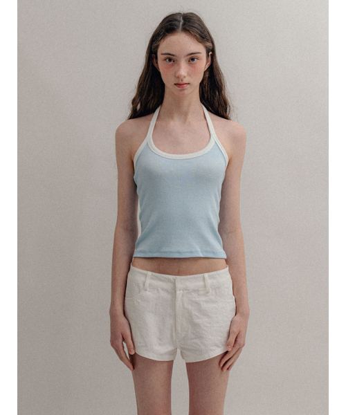 VISUS(ヴィスシュ)の「Ribbed Halter Top_Skyblue(Tシャツ/カットソー・レディース・その他・FREE)」の1枚目の写真
