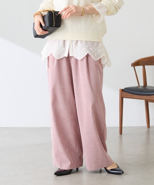 COLLAGE GALLARDAGALANTE（コラージュガリャルダガランテ）の「ソフトコーデュロイワイドパンツ/サイズ展開（その他パンツ・レディース・ピンク/グレー/ライトベージュ・1/0）」の19枚目の写真