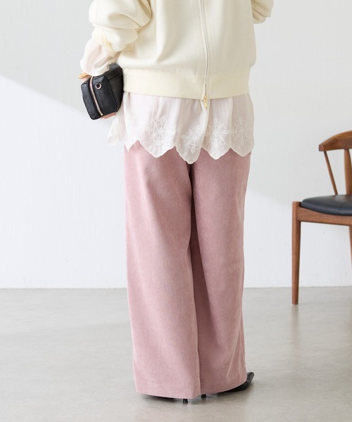 COLLAGE GALLARDAGALANTE（コラージュガリャルダガランテ）の「ソフトコーデュロイワイドパンツ/サイズ展開（その他パンツ・レディース・ピンク/グレー/ライトベージュ・1/0）」の22枚目の写真