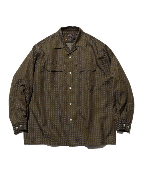 BEAMS PLUS(ビームスプラス)の「Open Collar Cupra Cotton Satin Jacquard(シャツ/ブラウス・メンズ・オリーブ・MEDIUM/LARGE/X-LARGE)」の1枚目の写真