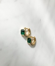スクエアカットビジューフープピアス