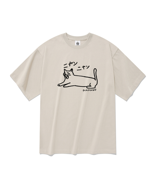 RADINEO(ラディネオ)の「ネコ 半袖Tシャツ ベージュ(Tシャツ/カットソー・メンズ・その他・SMALL/X-LARGE/LARGE/MEDIUM)」の1枚目の写真