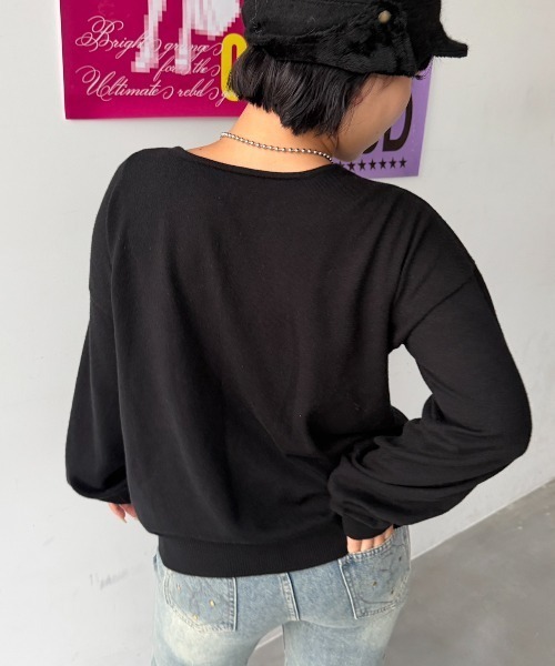 SHAGGIE(シャギー)の「2WAYリボンCDニットカーディガン(カーディガン/ボレロ・レディース・パープル/ブラック/ナチュラル・FREE)」の8枚目の写真