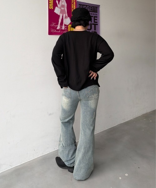 SHAGGIE(シャギー)の「2WAYリボンCDニットカーディガン(カーディガン/ボレロ・レディース・パープル/ブラック/ナチュラル・FREE)」の10枚目の写真