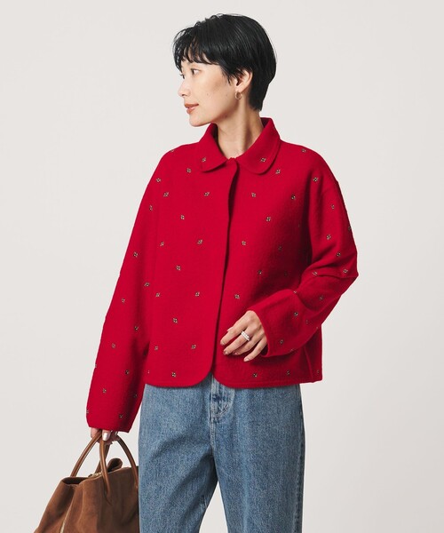 UNITED ARROWS(ユナイテッドアローズ)の「エンブロイダリー ニット カーディガン(カーディガン/ボレロ・レディース・ブラック/レッド/ダークグレー・FREE)」の3枚目の写真