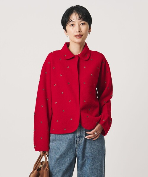 UNITED ARROWS(ユナイテッドアローズ)の「エンブロイダリー ニット カーディガン(カーディガン/ボレロ・レディース・ブラック/レッド/ダークグレー・FREE)」の4枚目の写真