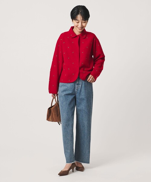 UNITED ARROWS(ユナイテッドアローズ)の「エンブロイダリー ニット カーディガン(カーディガン/ボレロ・レディース・ブラック/レッド/ダークグレー・FREE)」の5枚目の写真