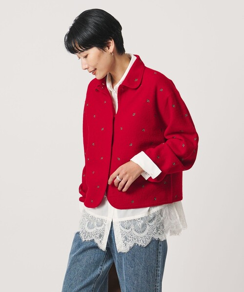 UNITED ARROWS(ユナイテッドアローズ)の「エンブロイダリー ニット カーディガン(カーディガン/ボレロ・レディース・ブラック/レッド/ダークグレー・FREE)」の6枚目の写真