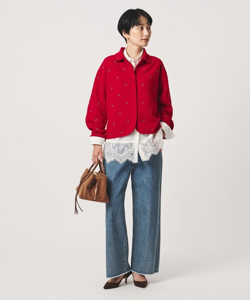 UNITED ARROWS(ユナイテッドアローズ)の「エンブロイダリー ニット カーディガン(カーディガン/ボレロ・レディース・ブラック/レッド/ダークグレー・FREE)」の7枚目の写真