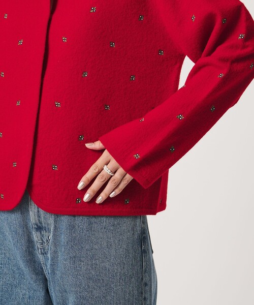 UNITED ARROWS(ユナイテッドアローズ)の「エンブロイダリー ニット カーディガン(カーディガン/ボレロ・レディース・ブラック/レッド/ダークグレー・FREE)」の20枚目の写真