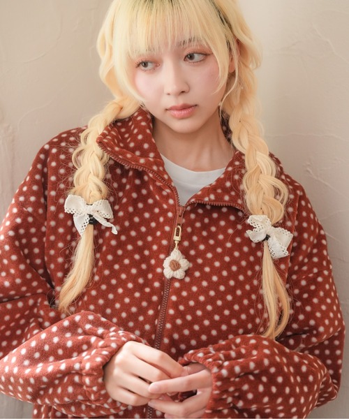 kutir(クティール)の「フラワーチャームアソートブルゾン(ブルゾン・レディース・ライトグリーン/アイボリー/イエロー/ダークブルー/ボルドー/ネイビー/グレー・FREE)」の7枚目の写真