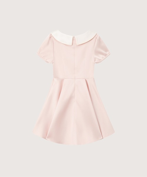 LA POMME petit（ラポミ・プチ）の「Elegant Collar Waisted Satin Midi Dress/エレガント襟付きウエストシェイプサテンミディ丈ドレス（ワンピース・レディース・ピンク・FREE）」の3枚目の写真