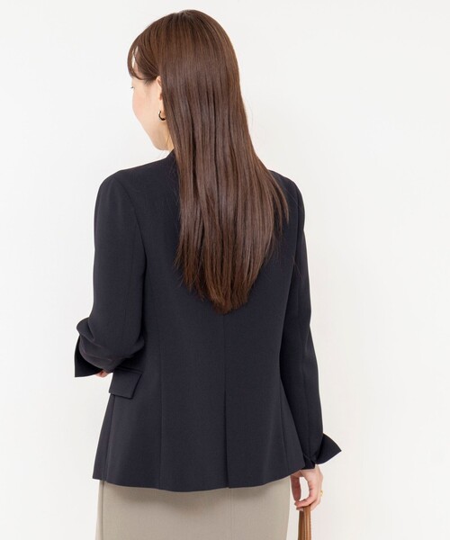 NOLLEY’S Sophi(ノーリーズソフィ)の「《セットアップ対応》ウォッシャブルダブルクロスノーカラージャケット(ノーカラージャケット・レディース・カーキ/ネイビー・36/38/40)」の5枚目の写真