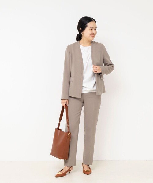 NOLLEY’S Sophi(ノーリーズソフィ)の「《セットアップ対応》ウォッシャブルダブルクロスノーカラージャケット(ノーカラージャケット・レディース・カーキ/ネイビー・36/38/40)」の8枚目の写真
