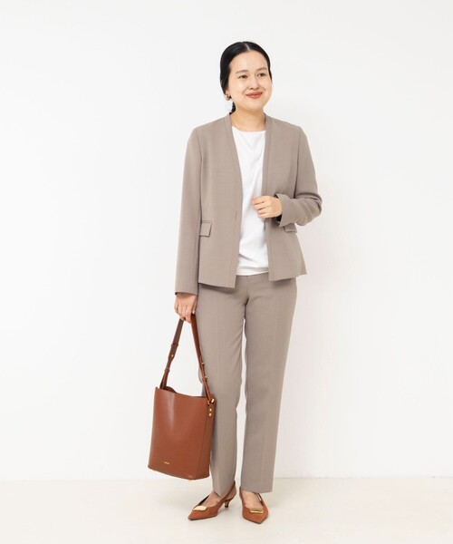 NOLLEY’S Sophi(ノーリーズソフィ)の「《セットアップ対応》ウォッシャブルダブルクロスノーカラージャケット(ノーカラージャケット・レディース・カーキ/ネイビー・36/38/40)」の9枚目の写真