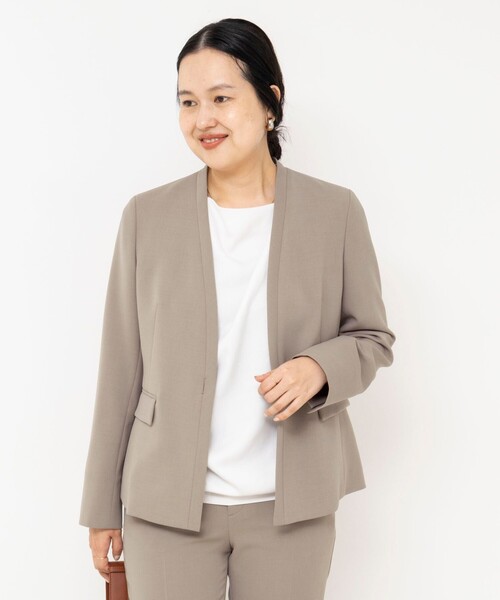 NOLLEY’S Sophi(ノーリーズソフィ)の「《セットアップ対応》ウォッシャブルダブルクロスノーカラージャケット(ノーカラージャケット・レディース・カーキ/ネイビー・36/38/40)」の12枚目の写真