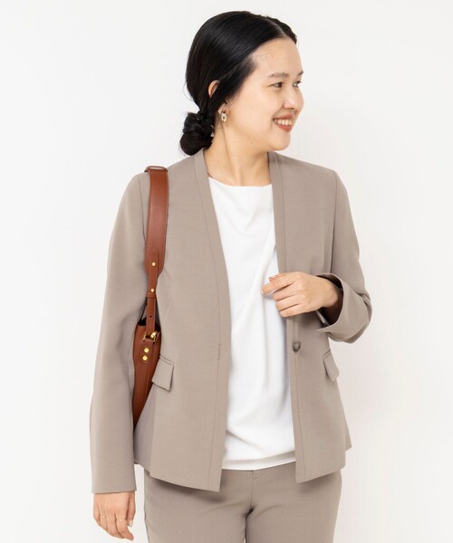 NOLLEY’S Sophi(ノーリーズソフィ)の「《セットアップ対応》ウォッシャブルダブルクロスノーカラージャケット(ノーカラージャケット・レディース・カーキ/ネイビー・36/38/40)」の13枚目の写真