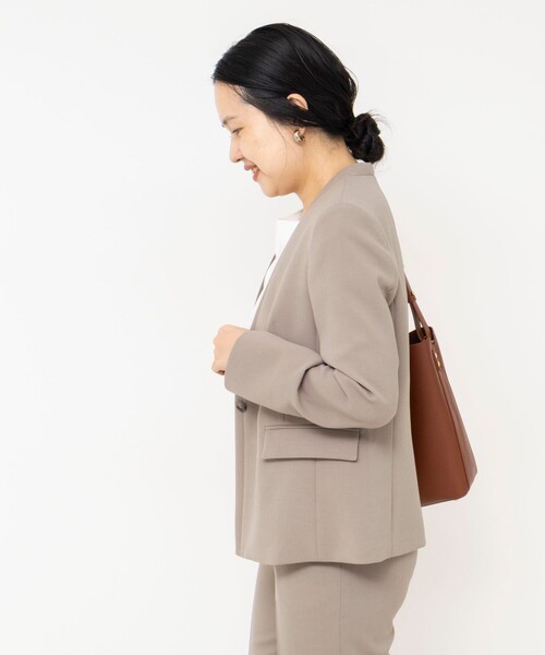 NOLLEY’S Sophi(ノーリーズソフィ)の「《セットアップ対応》ウォッシャブルダブルクロスノーカラージャケット(ノーカラージャケット・レディース・カーキ/ネイビー・36/38/40)」の14枚目の写真