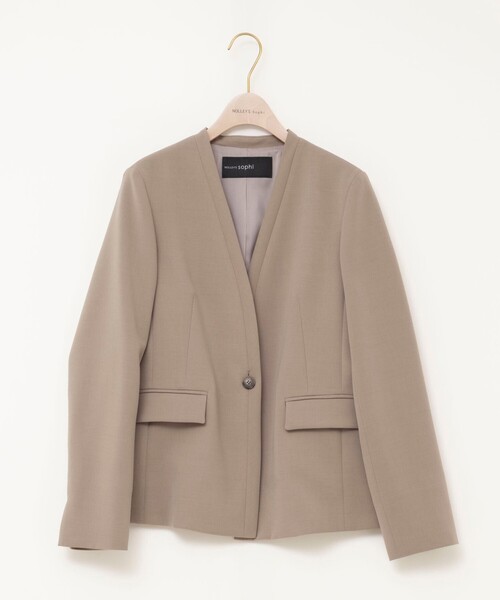 NOLLEY’S Sophi(ノーリーズソフィ)の「《セットアップ対応》ウォッシャブルダブルクロスノーカラージャケット(ノーカラージャケット・レディース・カーキ/ネイビー・36/38/40)」の17枚目の写真