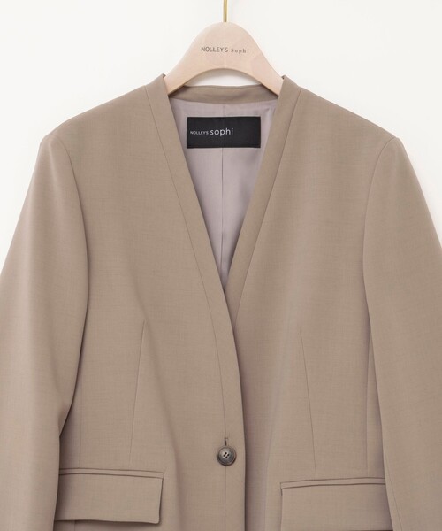 NOLLEY’S Sophi(ノーリーズソフィ)の「《セットアップ対応》ウォッシャブルダブルクロスノーカラージャケット(ノーカラージャケット・レディース・カーキ/ネイビー・36/38/40)」の18枚目の写真