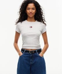 スリムリブバッジショートスリーブTシャツ