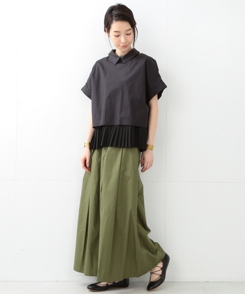 Ray BEAMS（レイビームス）の「Ray BEAMS / プリーツレイヤーシャツ（シャツ/ブラウス・レディース・ホワイト/ブラック・ONE SIZE）」の4枚目の写真