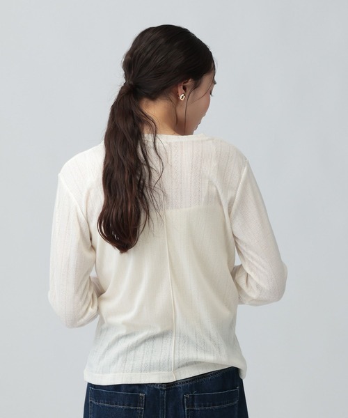 LEPSIM(レプシィム)の「アイレットリブ袖切り替えプルオーバー 1063237(Tシャツ/カットソー・レディース・ライトグレー/ブラック/アイボリー・FREE)」の6枚目の写真