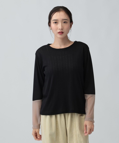 LEPSIM(レプシィム)の「アイレットリブ袖切り替えプルオーバー 1063237(Tシャツ/カットソー・レディース・ライトグレー/ブラック/アイボリー・FREE)」の18枚目の写真