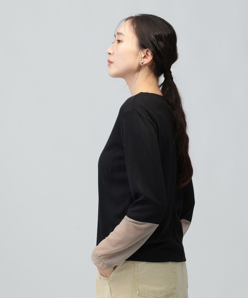 LEPSIM(レプシィム)の「アイレットリブ袖切り替えプルオーバー 1063237(Tシャツ/カットソー・レディース・ライトグレー/ブラック/アイボリー・FREE)」の9枚目の写真