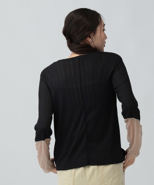 LEPSIM(レプシィム)の「アイレットリブ袖切り替えプルオーバー 1063237(Tシャツ/カットソー・レディース・ライトグレー/ブラック/アイボリー・FREE)」の10枚目の写真