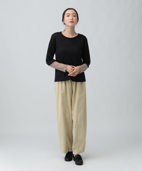 LEPSIM(レプシィム)の「アイレットリブ袖切り替えプルオーバー 1063237(Tシャツ/カットソー・レディース・ライトグレー/ブラック/アイボリー・FREE)」の11枚目の写真