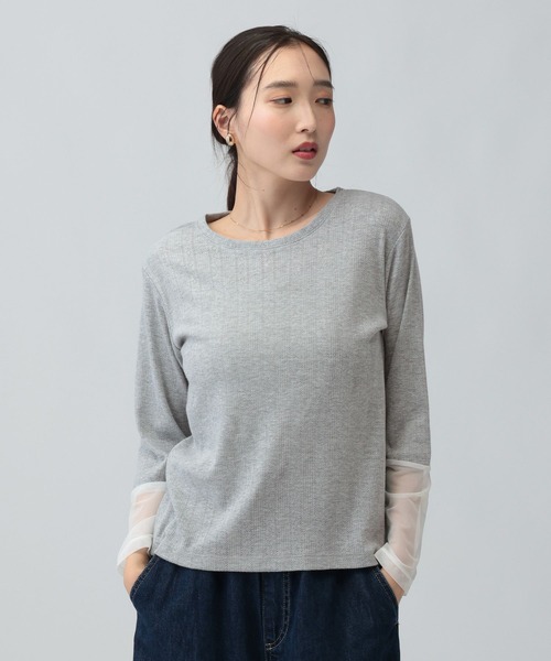LEPSIM(レプシィム)の「アイレットリブ袖切り替えプルオーバー 1063237(Tシャツ/カットソー・レディース・ライトグレー/ブラック/アイボリー・FREE)」の7枚目の写真
