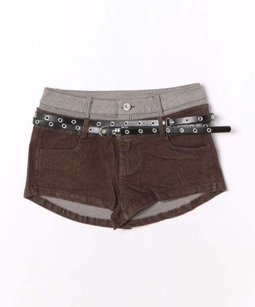 AsRiRe(アスリレイ)の「26aw ダブルウエストベルトデザインデニムショートパンツ(その他パンツ・レディース・ブラウン/ブラック・S/M)」の8枚目の写真